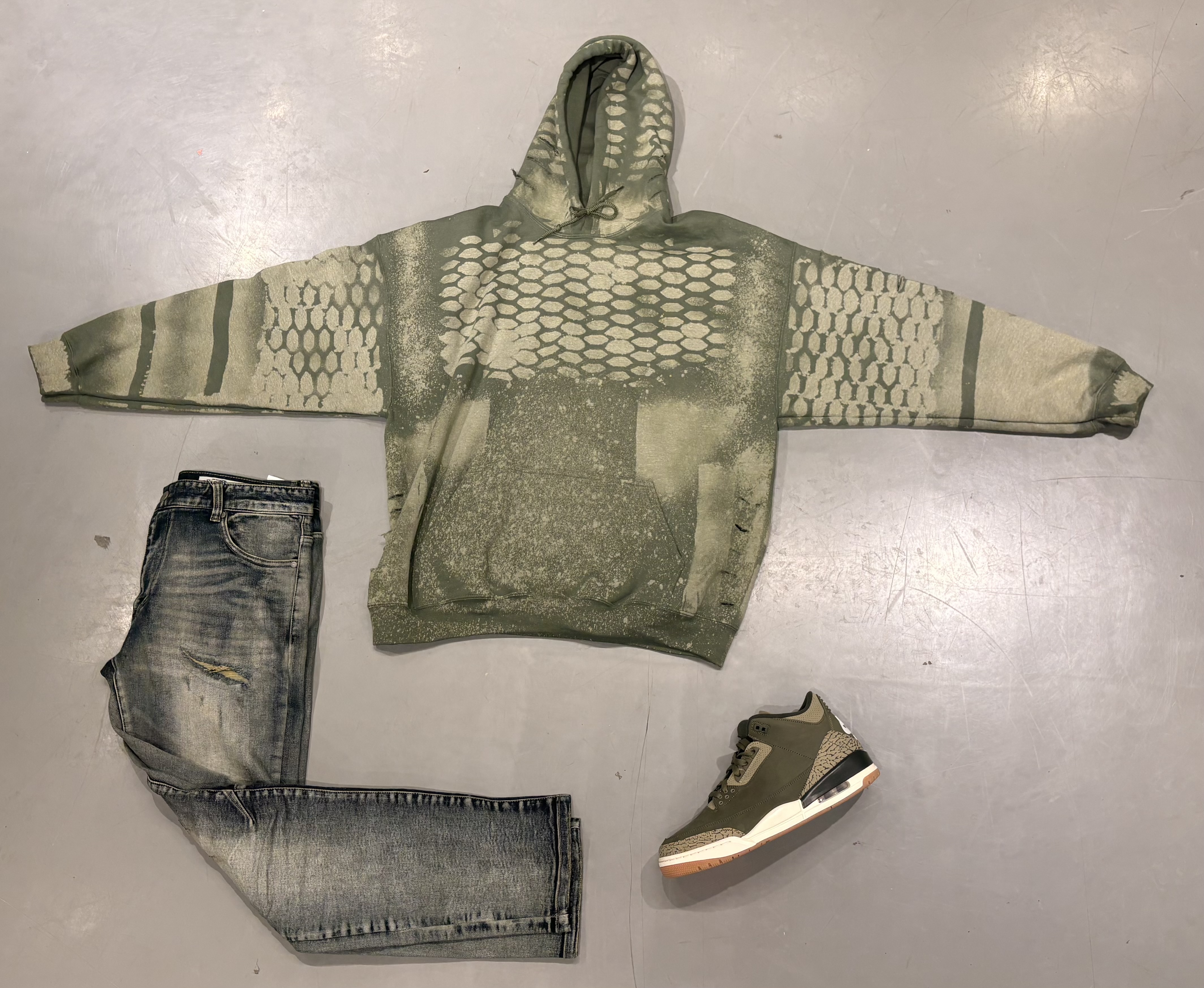 Forrest green hoodie flat lay