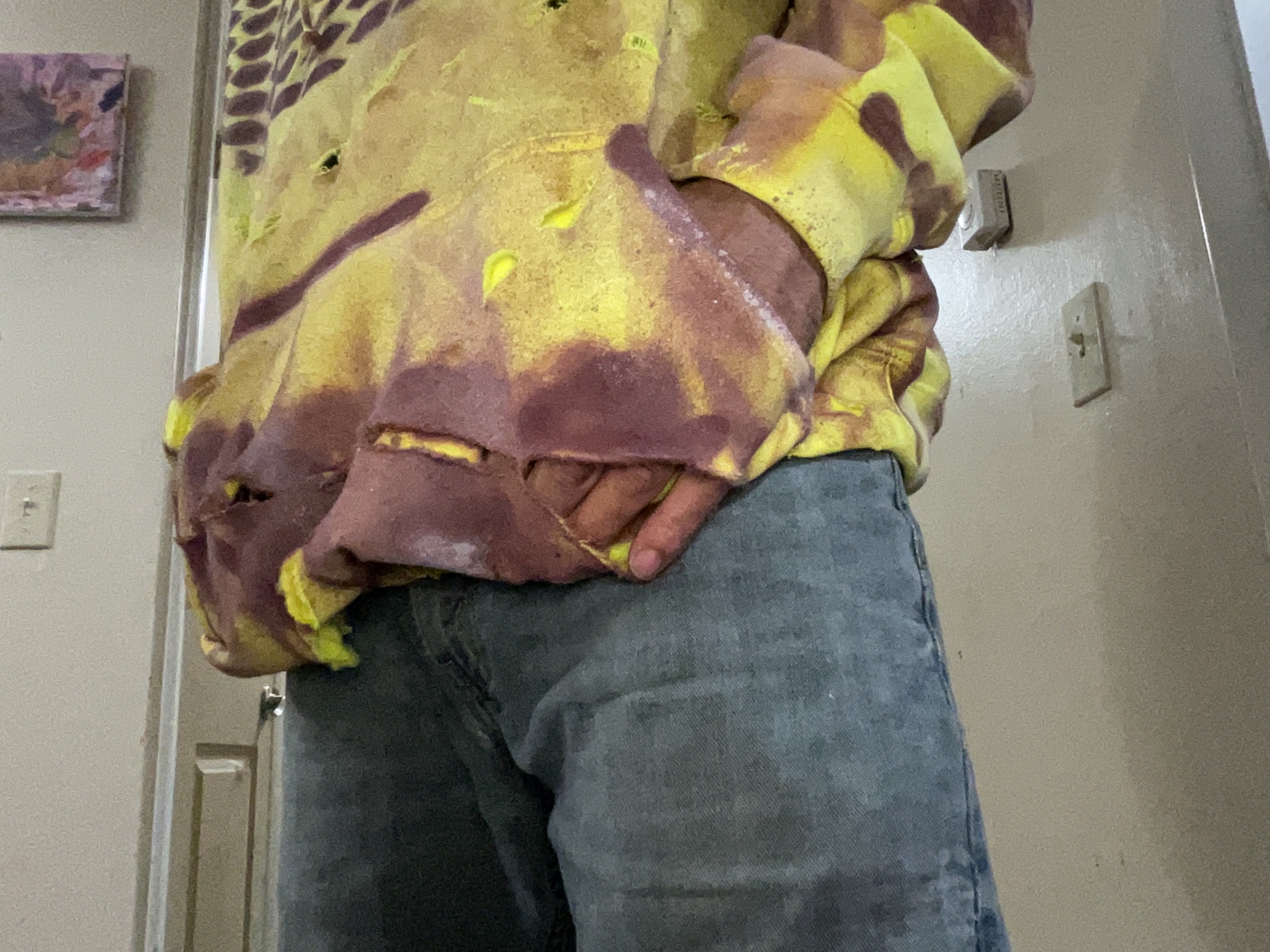 Yellow purple tie-dye detail